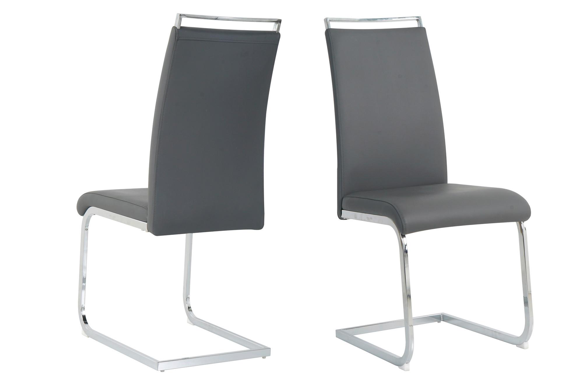 Stuhl-set Lederlook Grau, B: 42cm - Silberfarben/Grau, Design, Kunststoff/Textil (42/101/58cm) - Livetastic