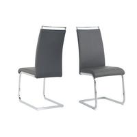 Stuhl-set Lederlook Grau, B: 42cm - Silberfarben/Grau, Design, Kunststoff/Textil (42/101/58cm) - Livetastic