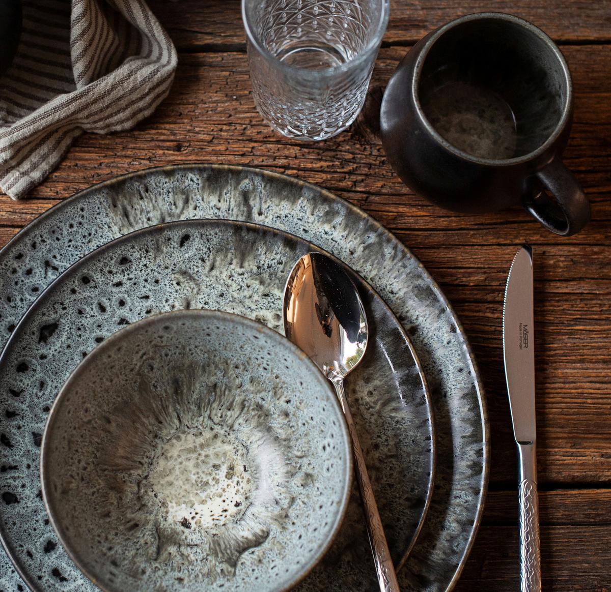 Frühstücksset Carellia Grau, 12-Teilig - Grau, Trend, Keramik - Mäser