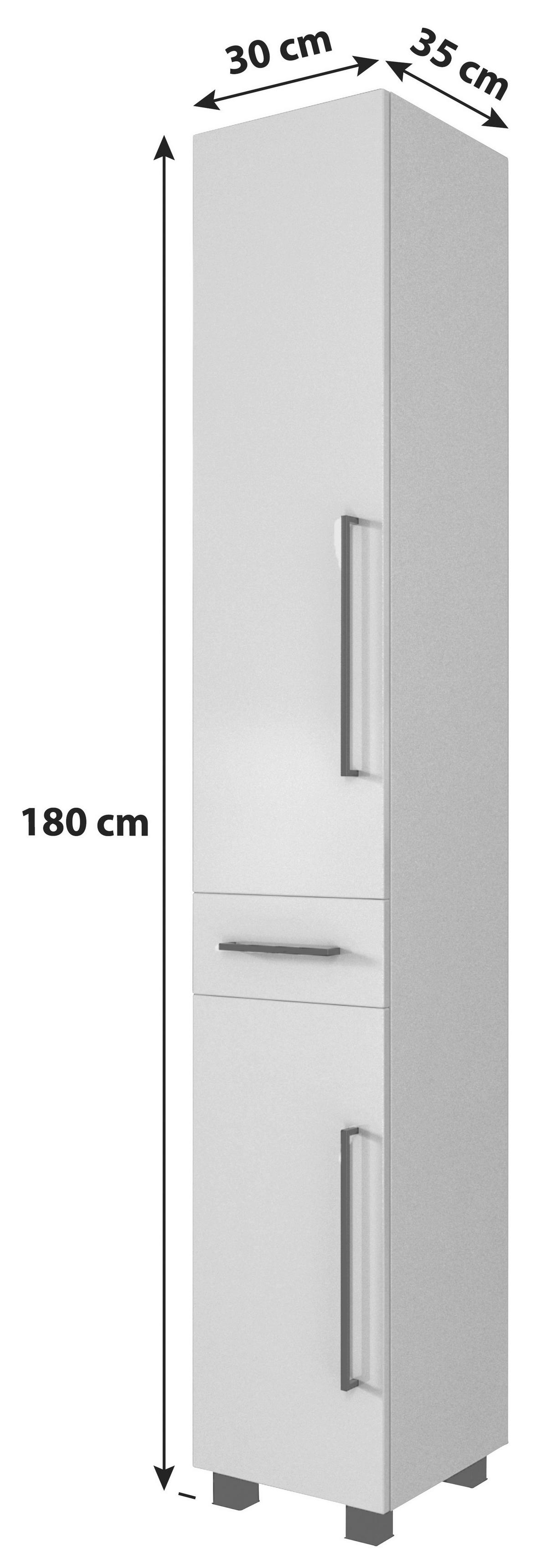 Midischrank Mit 2 Drehtüren Luzern B: 30 Cm Weiß Dekor - Schwarz/Weiß, KONVENTIONELL, Holzwerkstoff (30/180/35cm) - Held