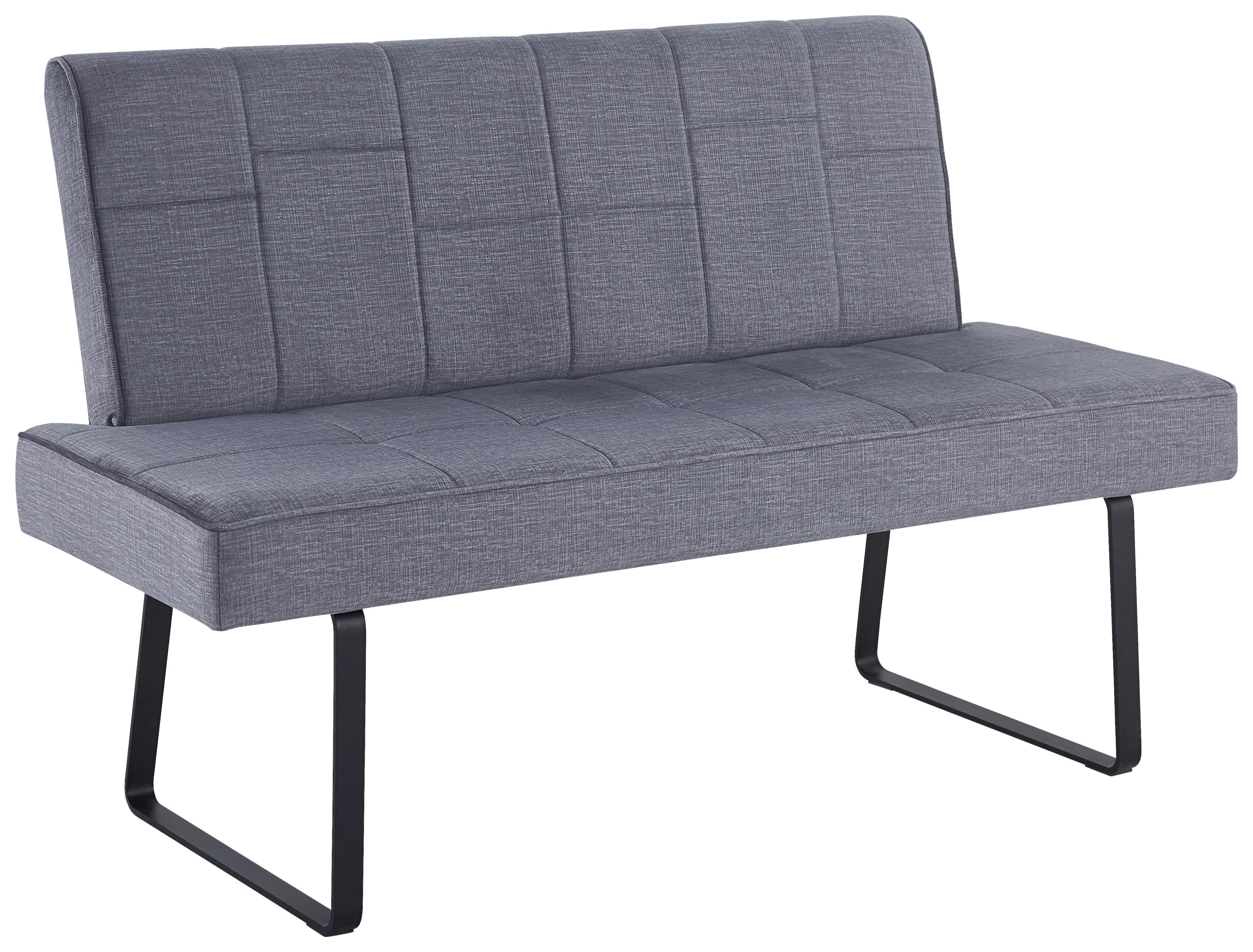 Sitzbank Tilos mit Lehne Samt Dunkelgrau, B: 140 cm - Dunkelgrau/Schwarz, KONVENTIONELL, Textil/Metall (140/88/62cm) - MID.YOU