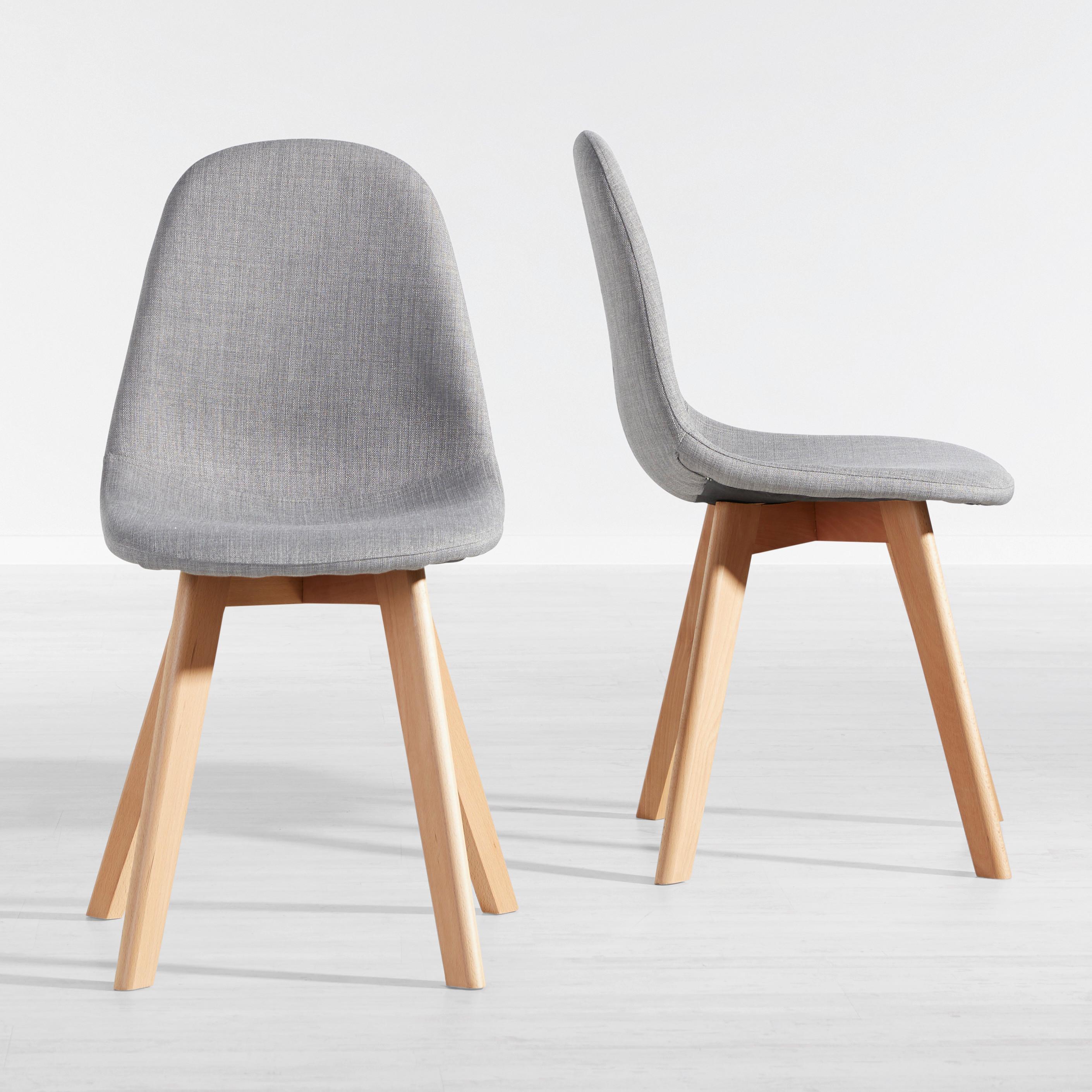 Židle Joelyna - světle šedá/barvy buku, Moderní, dřevo/textil (44/88/52cm) - Modern Living