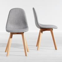 Židle Joelyna - světle šedá/barvy buku, Moderní, dřevo/textil (44/88/52cm) - Modern Living