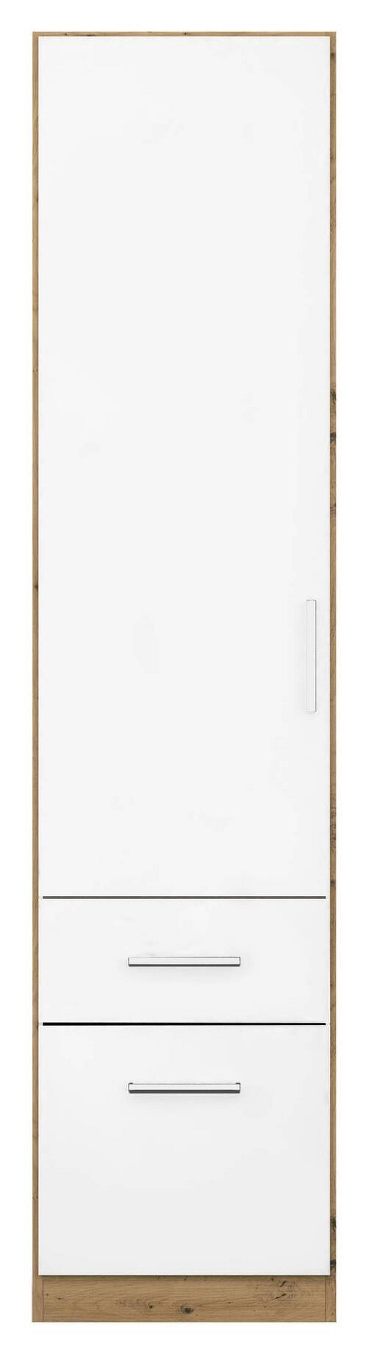 Drehtürenschrank 47 cm Berlin Eiche Dekor/Weiß - Weiß Hochglanz/Eiche Artisan, MODERN, Holzwerkstoff (47/210/54cm) - Rauch Möbel