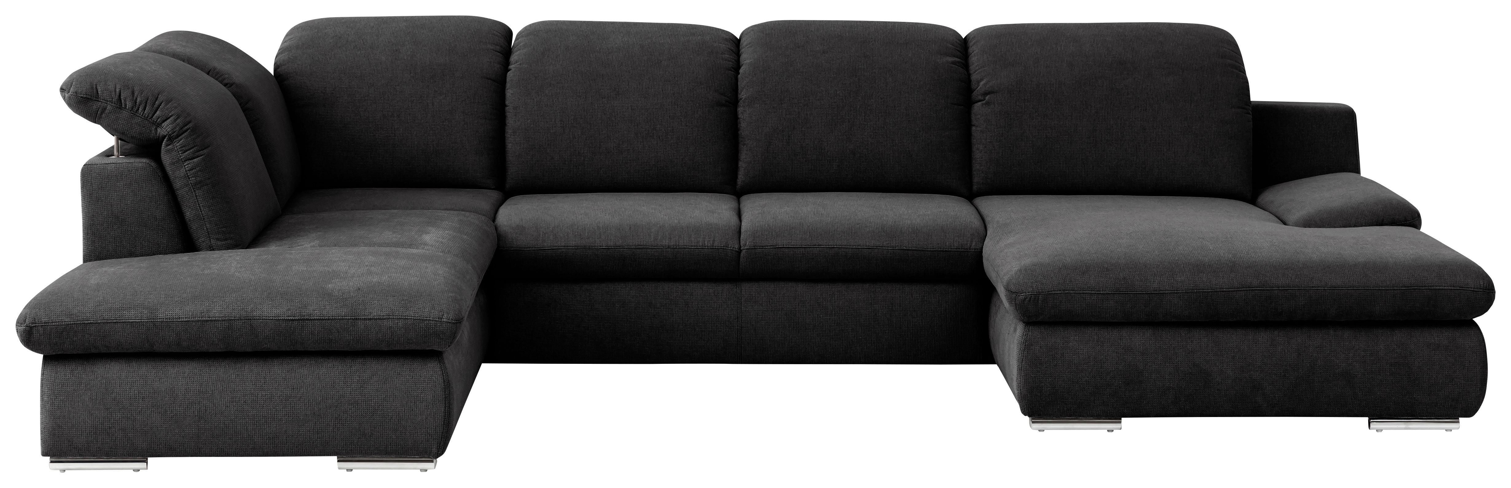 Wohnlandschaft Isona Schwarz Chenille - Chromfarben/Schwarz, Design, Textil (212/353/165cm) - Livetastic