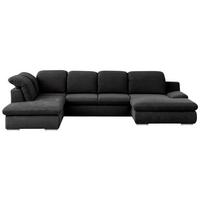 Wohnlandschaft Isona Schwarz Chenille - Chromfarben/Schwarz, Design, Textil (212/353/165cm) - Livetastic