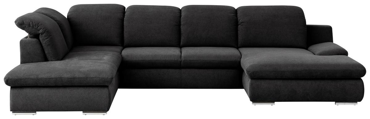 Wohnlandschaft Isona Schwarz Chenille - Chromfarben/Schwarz, Design, Textil (212/353/165cm) - Livetastic