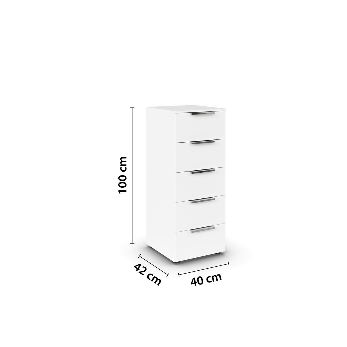 Kommode Flipp Weiß/chromfarben B: 40 Cm - Chromfarben/Schwarz, MODERN, Holzwerkstoff (40/100/42cm) - Rauch Möbel