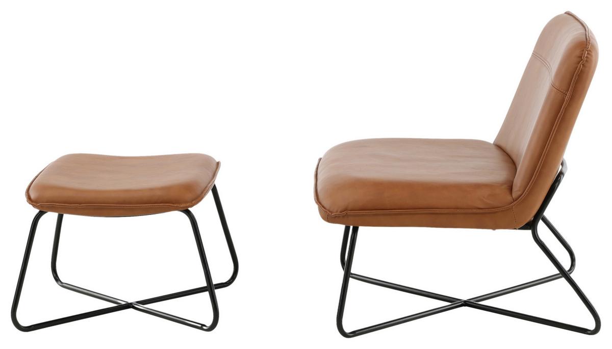 Sesselset X-Lounge - Schwarz/Braun, Design, Textil/Metall (78/71/75cm) - Livetastic