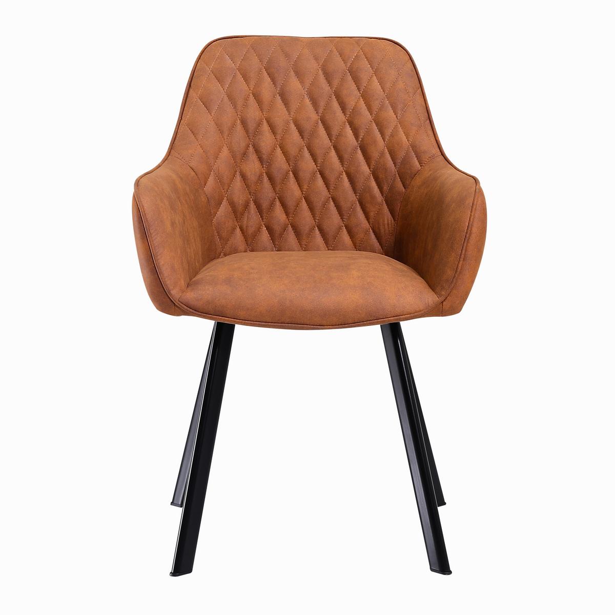 Armlehnstuhl-Set Braun B: 56,5 cm - Schwarz/Braun, MODERN, Textil/Metall (56,5/83/63cm) - Livetastic