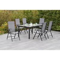 GARTENSET AMALFI - Graphitfarben/Grau, MODERN, Textil/Metall - Gardenson