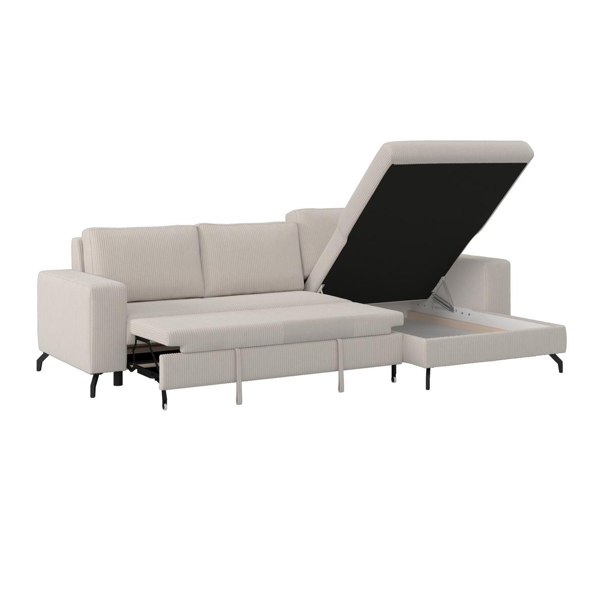Ecksofa mit Bettkasten Cloud Perlmutt Cord 290x178 cm - Perlmutt, Trend, Textil (290/178cm)