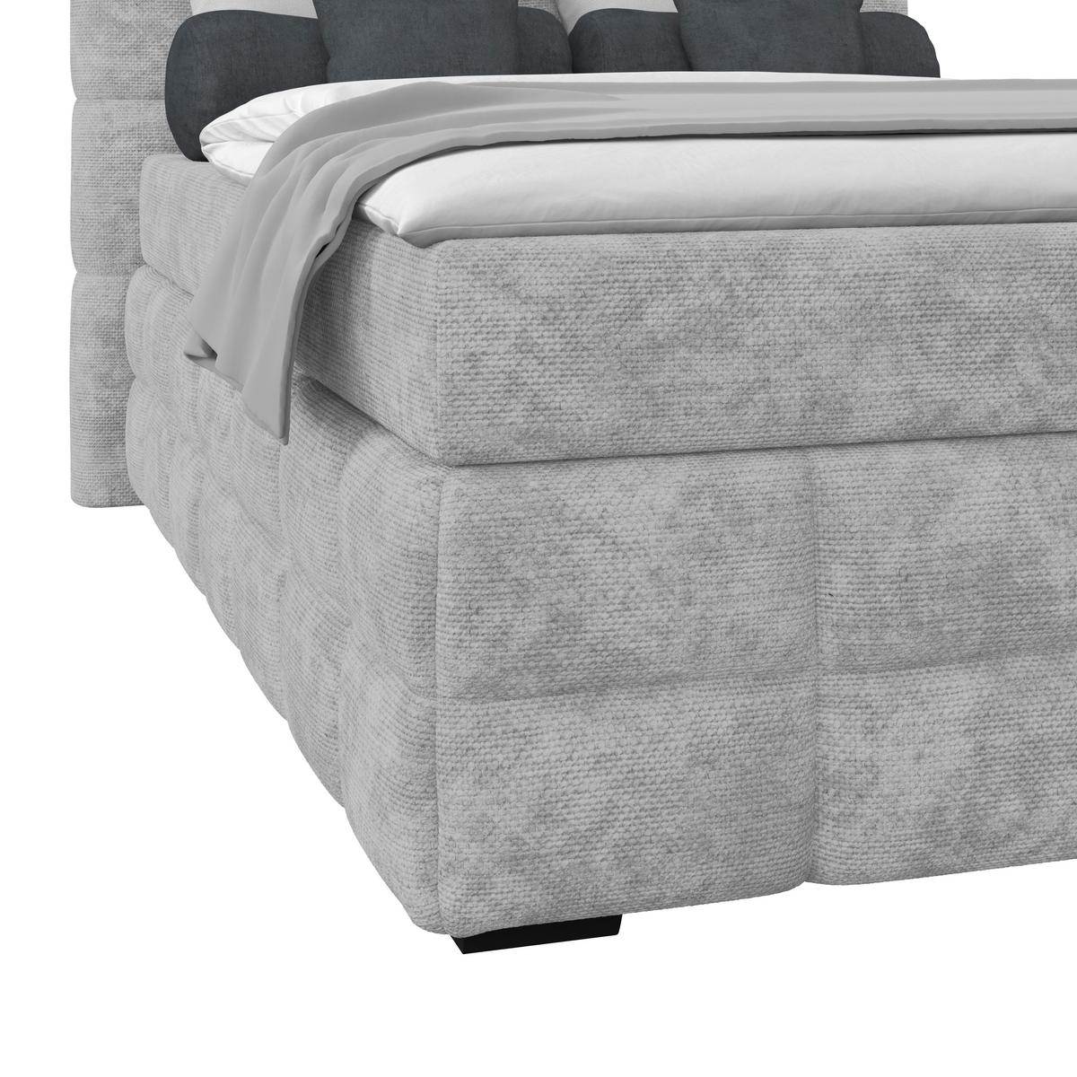 Čalúnená posteľ VEGA 140x200 cm, svelosivá - čierna/zelená, Trend, drevo/textil (140/200cm)