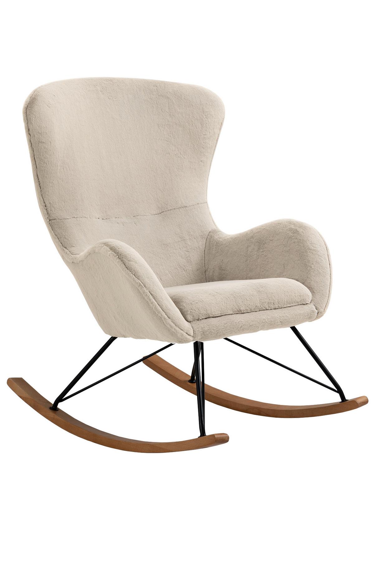 Schaukelstuhl Eiche Dekor, Beige B: 70 Cm - Eichefarben/Beige, MODERN, Textil/Metall (70/102/94cm) - Livetastic