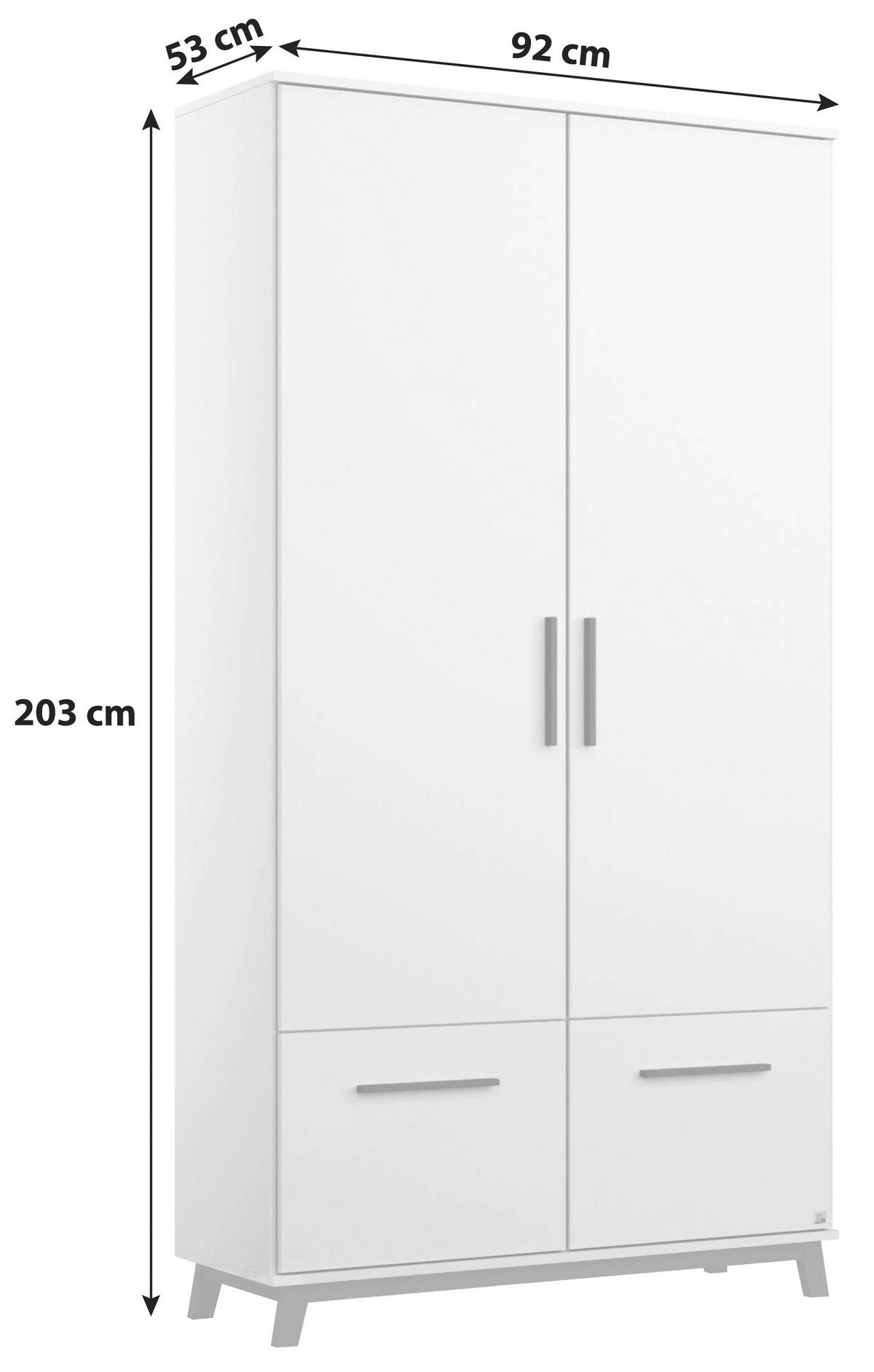 Drehtürenschrank 92 Cm Carlsson Weiß - Weiß, Basics, Holzwerkstoff (92/203/53cm) - Rauch Möbel