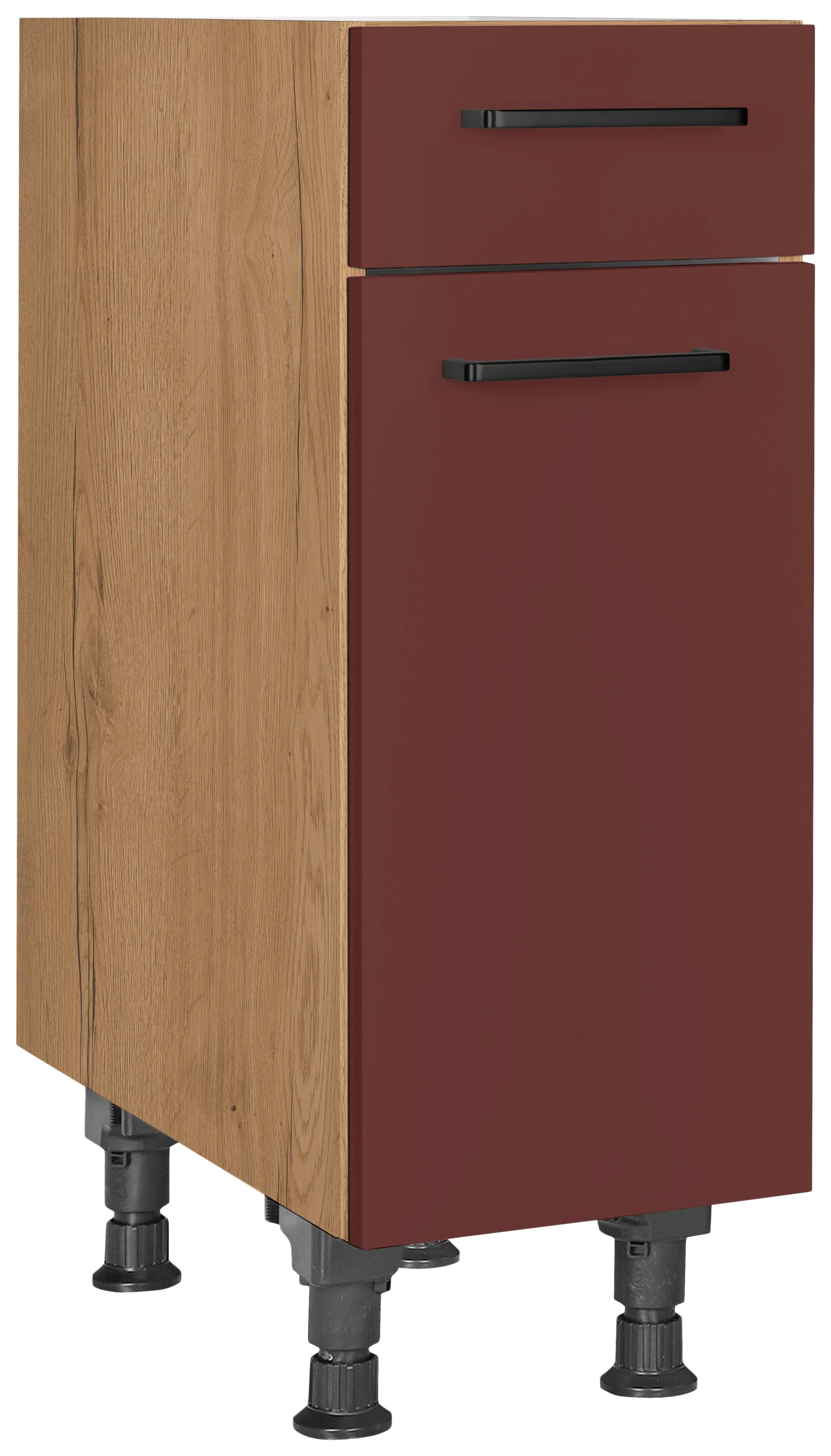 Schubkastenunterschrank Easytouch - Eichefarben/Rot, MODERN, Holzwerkstoff (30/87/56cm) - Nobilia