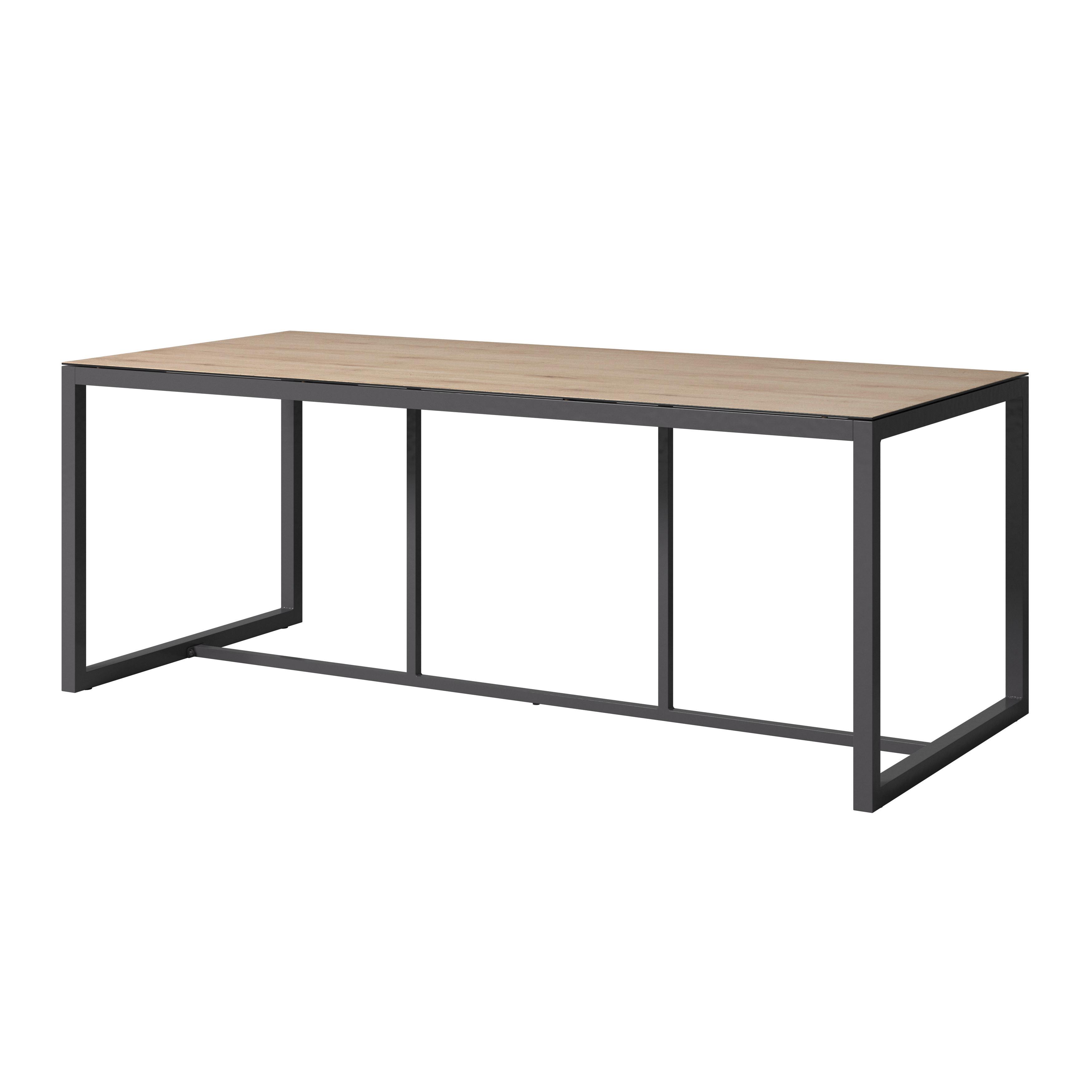 Gartentisch Sorrent - Anthrazit/Naturfarben, MODERN, Glas/Metall (200/76/90cm) - Beldano