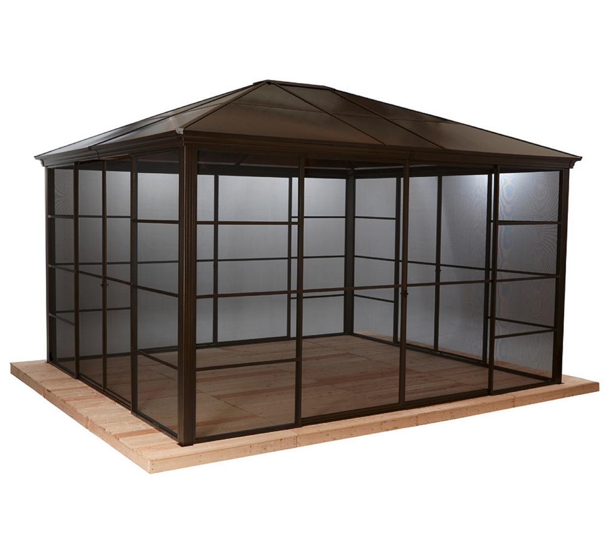Pavillon Castel 427x362 cm Wetterfest Gartenpavillon - Bronzefarben, Basics, Kunststoff/Metall (427/296/362cm)