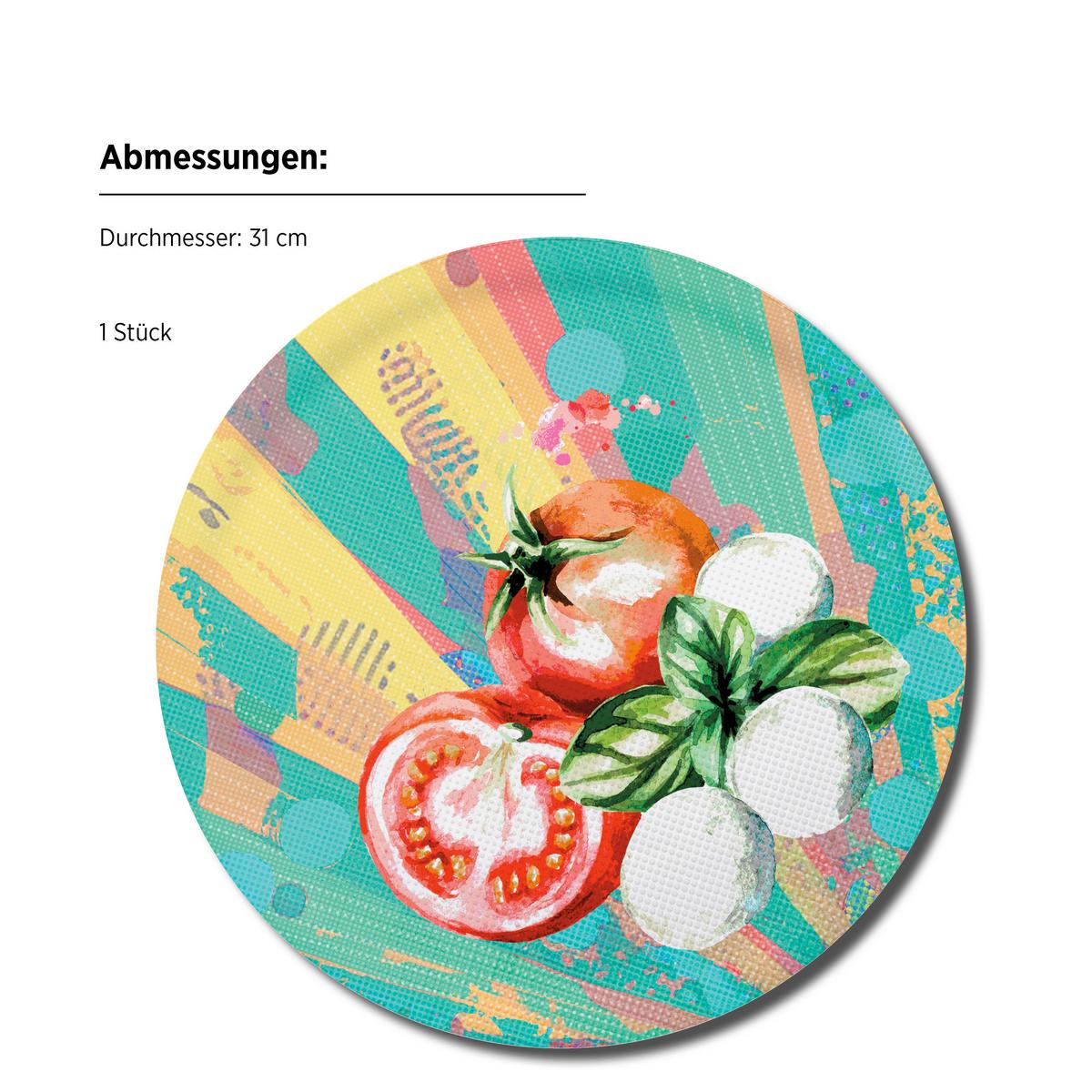 Pizzatellerset Porzellan 4 tlg. D: 31 cm - Blau/Rot, Basics, Keramik (31/2cm) - Mäser