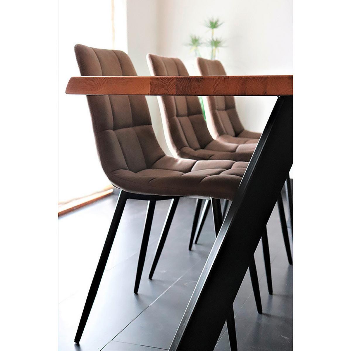 Stuhl-Set Middelfart Hellbraun B: 44 cm - Hellbraun/Schwarz, MODERN, Textil/Metall (44/86/55cm) - MID.YOU