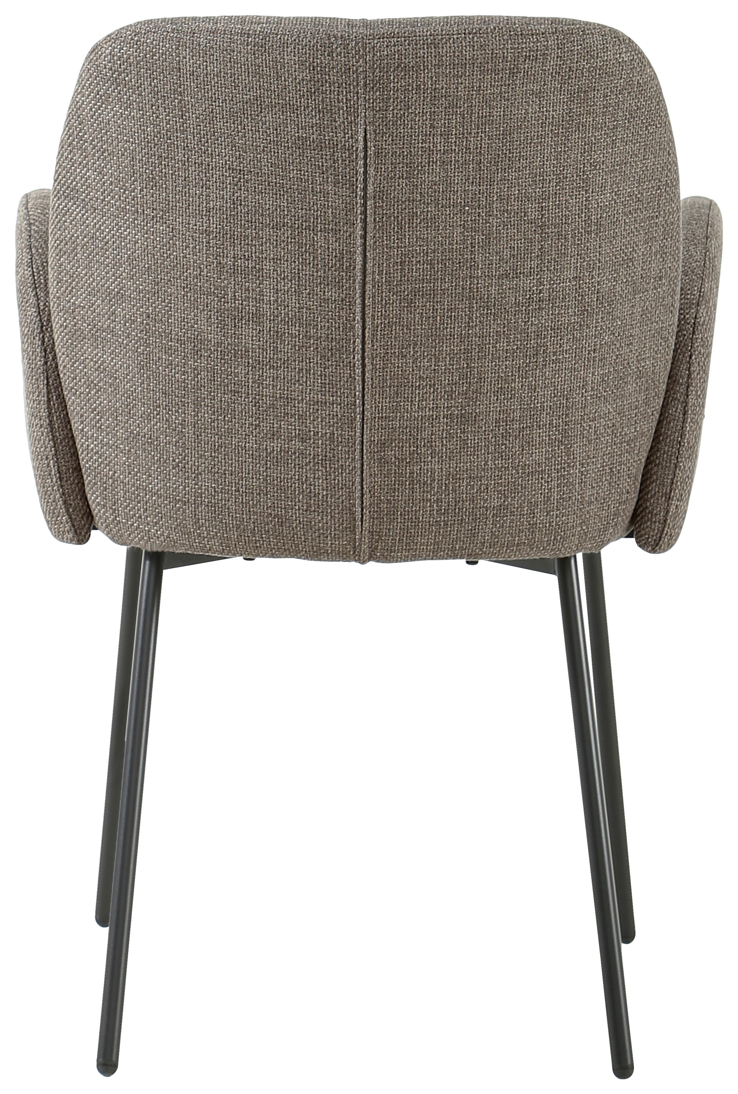 Armlehnstuhl Pauline Leinenoptik Brau, B: 62 cm - Schwarz/Braun, KONVENTIONELL, Holz/Textil (62/85/64cm) - MID.YOU
