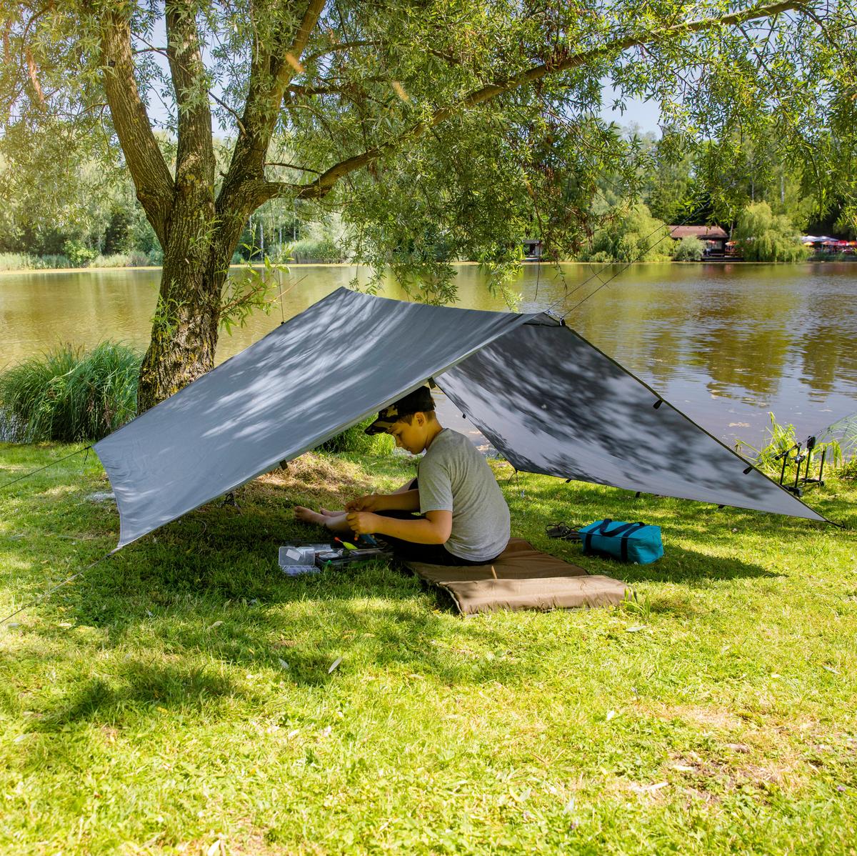Schutzplane mit Schlaufen 4x5m Premium Ripstop Anthrazit - Anthrazit, Basics (400/500cm)