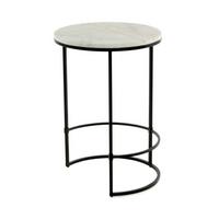 Beistelltisch Rund Mit Marmorplatte Louis, Weiß - Schwarz/Weiß, MODERN, Stein/Metall (44,5/44,5/64cm) - Kayoom