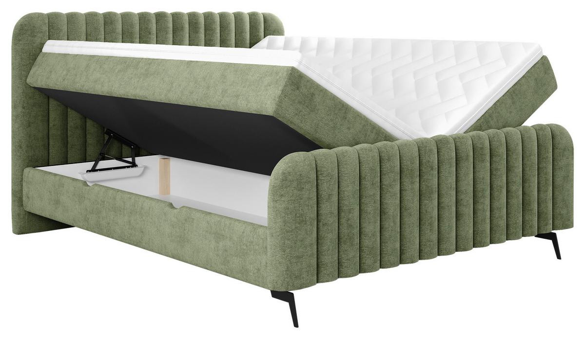 Boxbett Liam Grün 160x200 Cm - Schwarz/Grün, MODERN, Holz/Holzwerkstoff (160/200cm) - MID.YOU