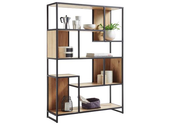Regal Carlos 2 B: 110 cm Eichefarben - Eichefarben/Schwarz, Design, Holz/Metall (110/160/35cm) - Hom`in Regal Carlos 2 B: 110 cm Eichefarben - Eichefarben/Schwarz, Design, Holz/Metall (110/160/35cm) - Hom`in