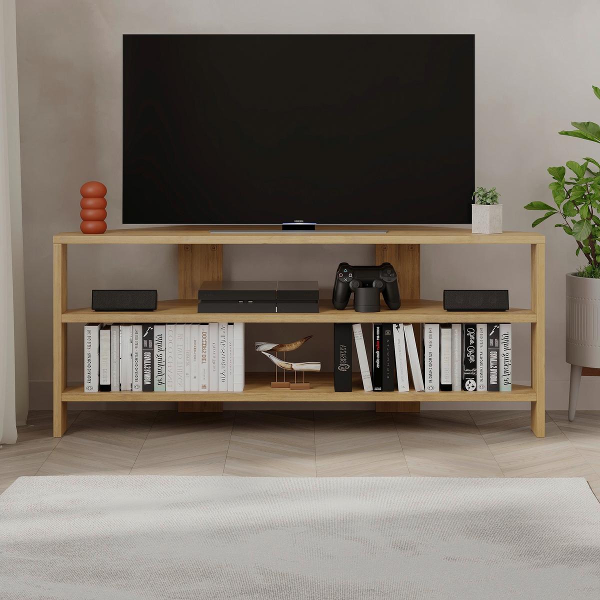 Lowboard Thales Eckfernsehtisch - Eichefarben, Design, Holzwerkstoff (114/45/36cm) - Livetastic