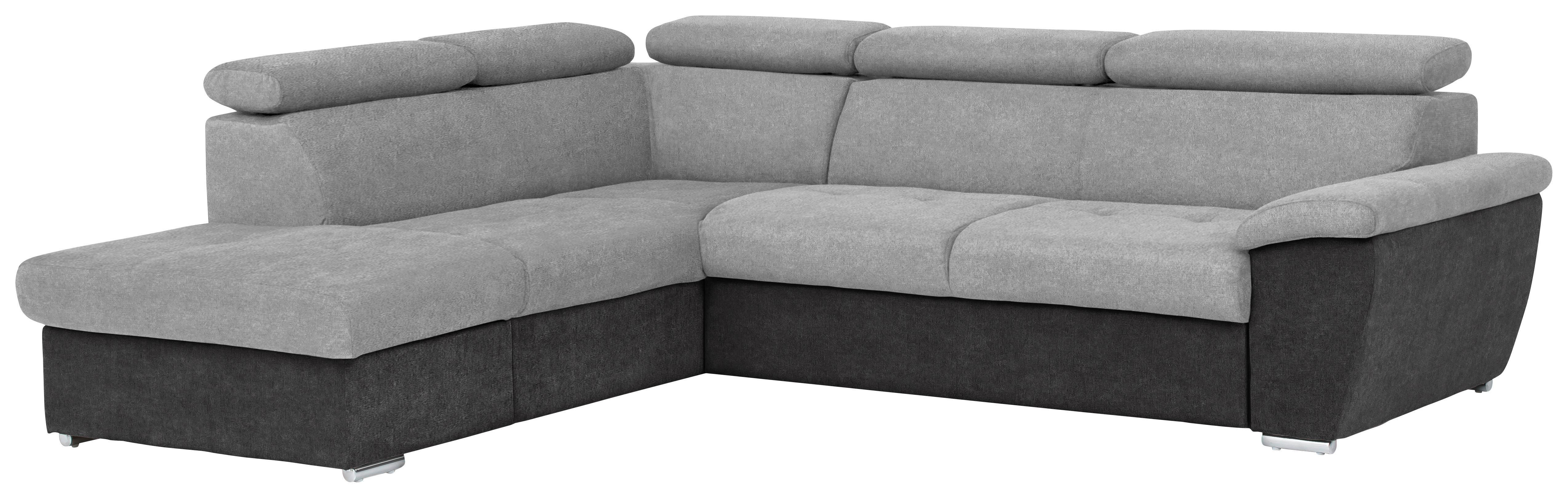 Ecksofa Mit Schlaffunktion Antero Und Bettkasten Hellgrau - Chromfarben/Silberfarben, Design, Textil (216/262cm) - Livetastic