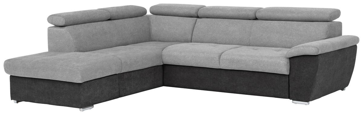 Ecksofa Mit Schlaffunktion Antero Und Bettkasten Hellgrau - Chromfarben/Silberfarben, Design, Textil (216/262cm) - Livetastic