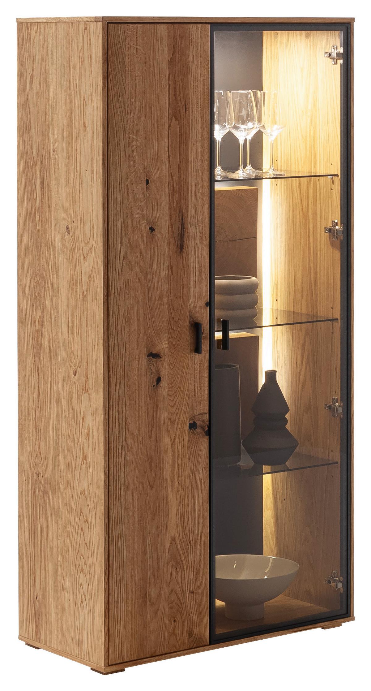 Highboard Assini Wildeiche B: 78 cm - Wildeiche, Design, Glas/Holz (78/156/37cm) - MID.YOU