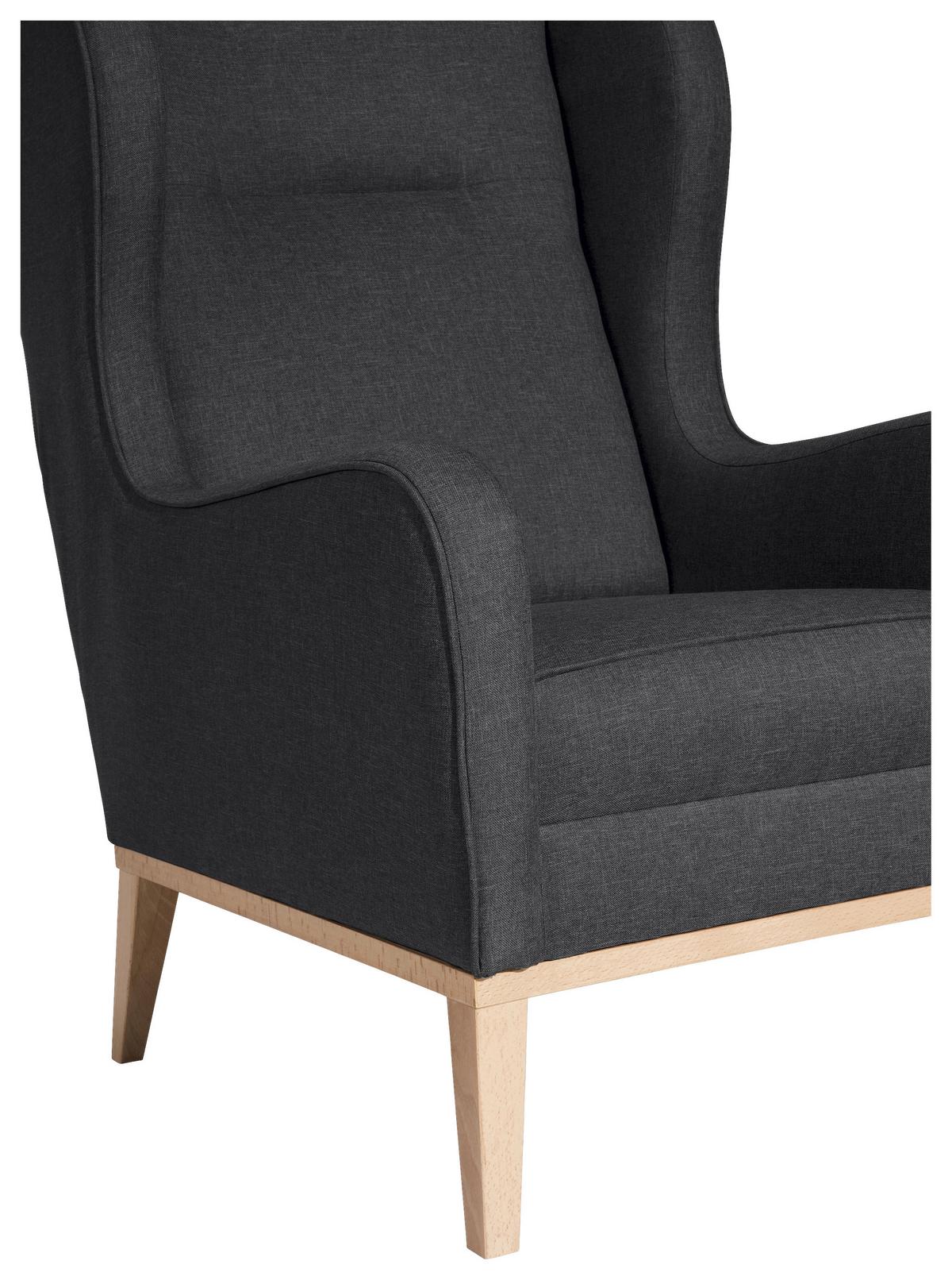 Ohrensessel Angelo - Graphitfarben/Naturfarben, KONVENTIONELL, Textil (66/104/78cm) - Max Winzer