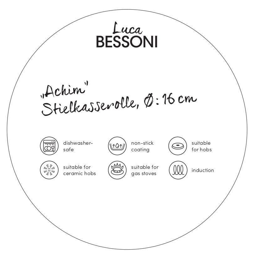 Luca Bessoni Kasserolle 1,3 L Aluminium/Kunststoff - Schwarz, KONVENTIONELL, Metall (16/7cm) - Luca Bessoni