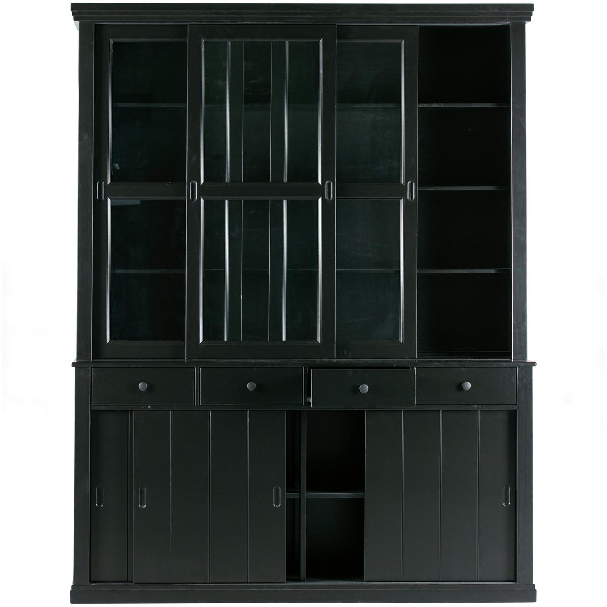 Vitrine Lagos Schwarz B: 166 Cm - Schwarz, Design, Glas/Holz (166/214/48cm) - Livetastic