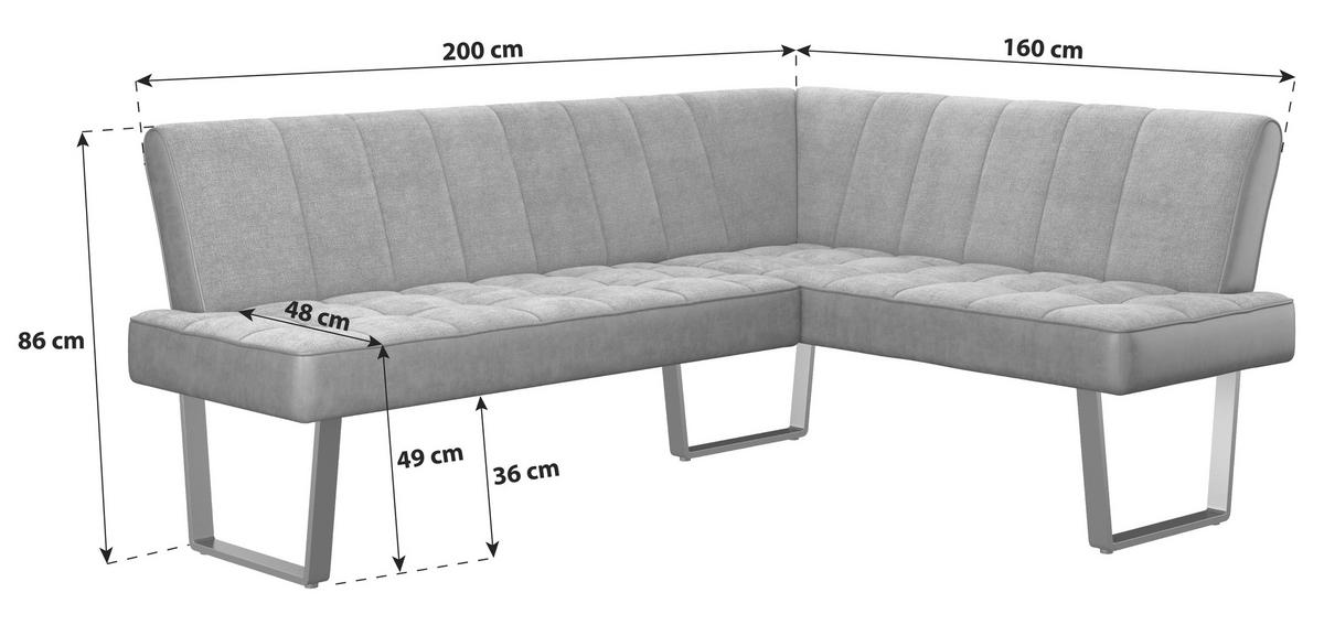 Sarokpad Pag - világosszürke/fekete, Konventionell, textil/fém (200/160cm) - MID.YOU