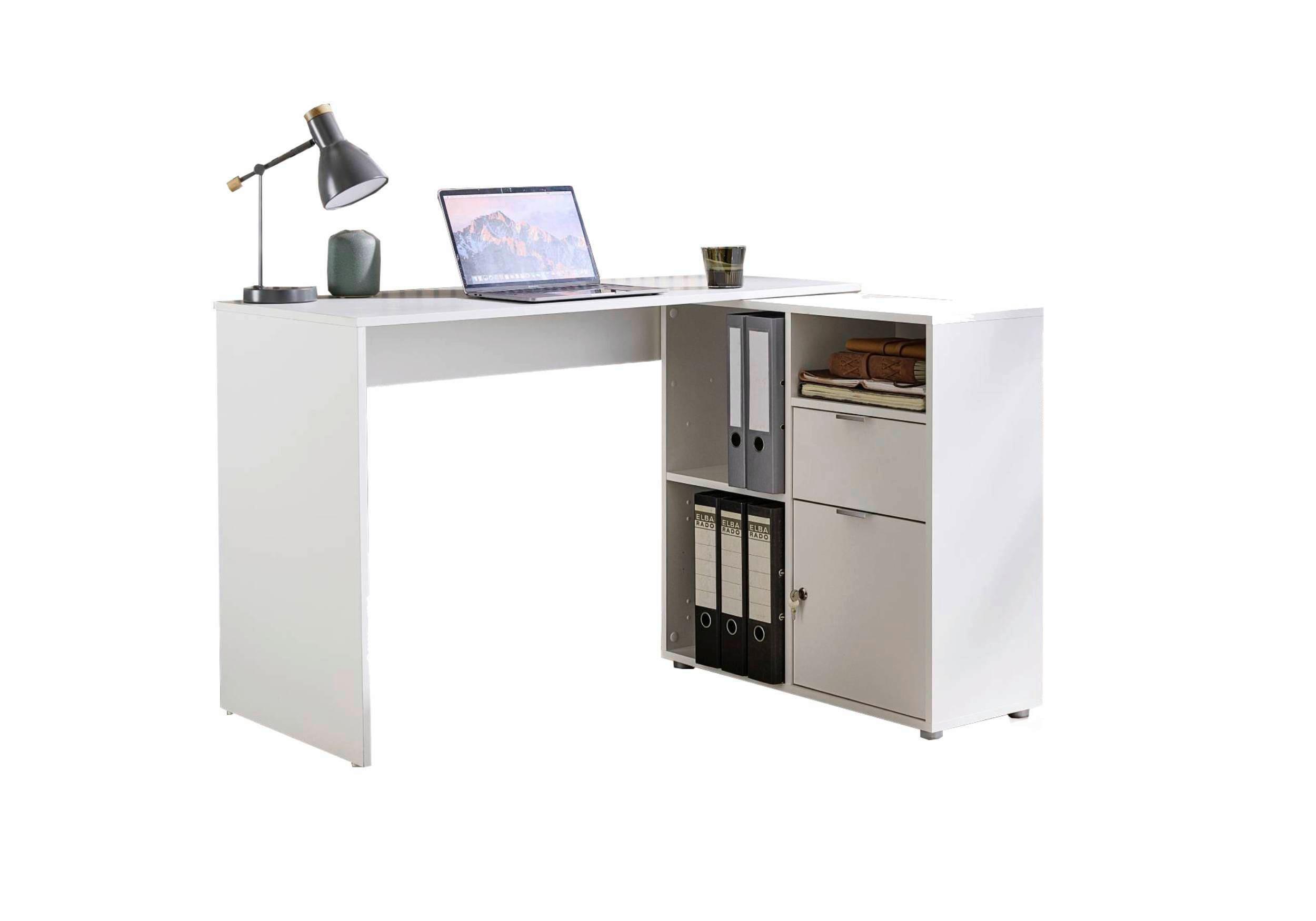 Schreibtischkombination Leni Weiß L: 110cm - Weiß, MODERN, Holzwerkstoff (110/85/74cm) - MID.YOU