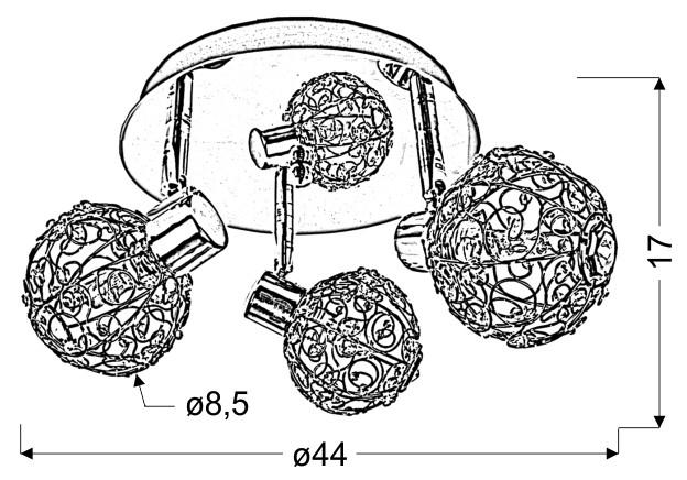 Deckenleuchte 98-13750 Collar - Chromfarben/Transparent, KONVENTIONELL, Glas/Metall (44/44/17cm)