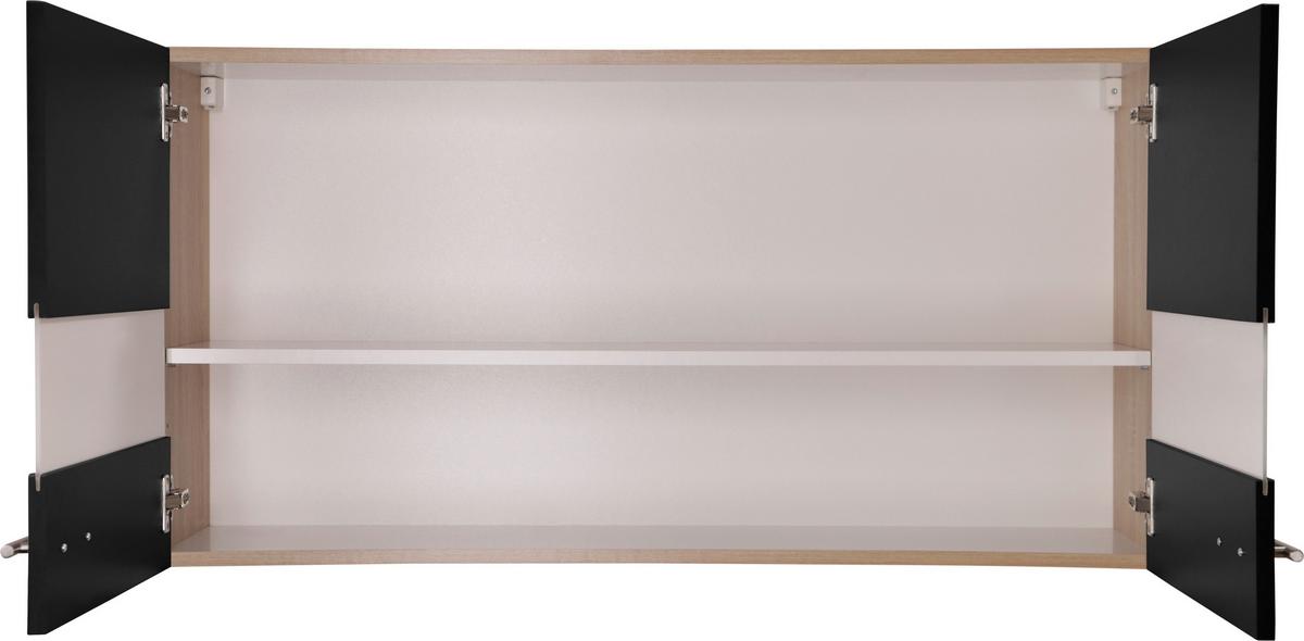 Küchenoberschrank Merle Schwarz, Eiche Dekor B:110cm - Eichefarben/Schwarz, Basics, Glas/Holzwerkstoff (110/56,1/34,6cm) - Respekta