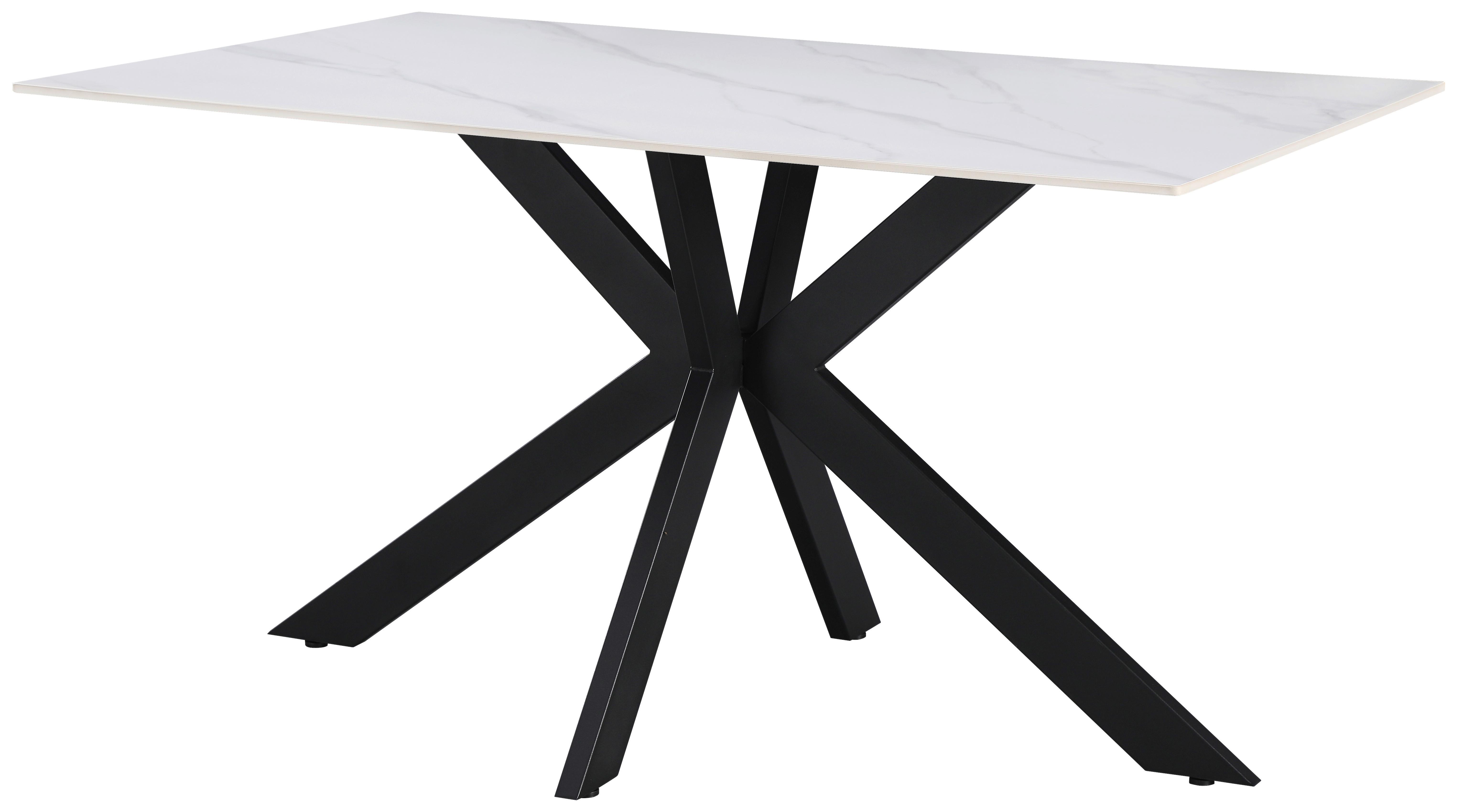 Étkezőasztal Anton - fekete/fehér, Modern, fém/kerámia (140/75/90cm)