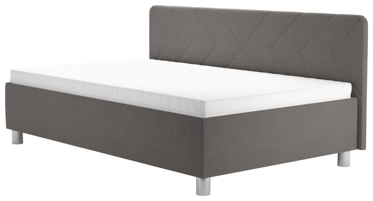 ČALOUNĚNÁ POSTEL FLAVIA - barvy stříbra/hnědá, Moderní, kompozitní dřevo/textil (140/200cm)