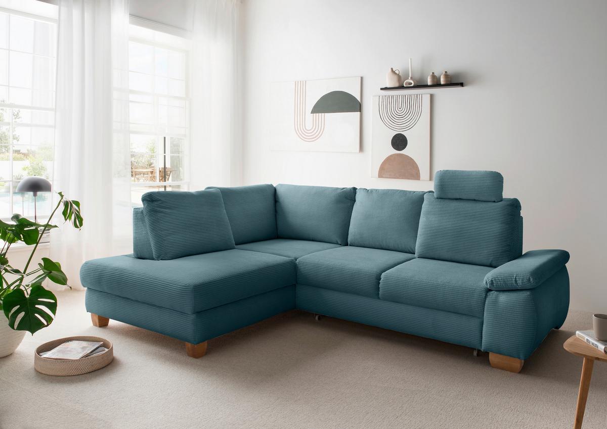 Eckschlafsofa Positano. Petrol S: 206x261 Cm - Wildeiche/Petrol, MODERN, Textil (206/261cm) - Livetastic