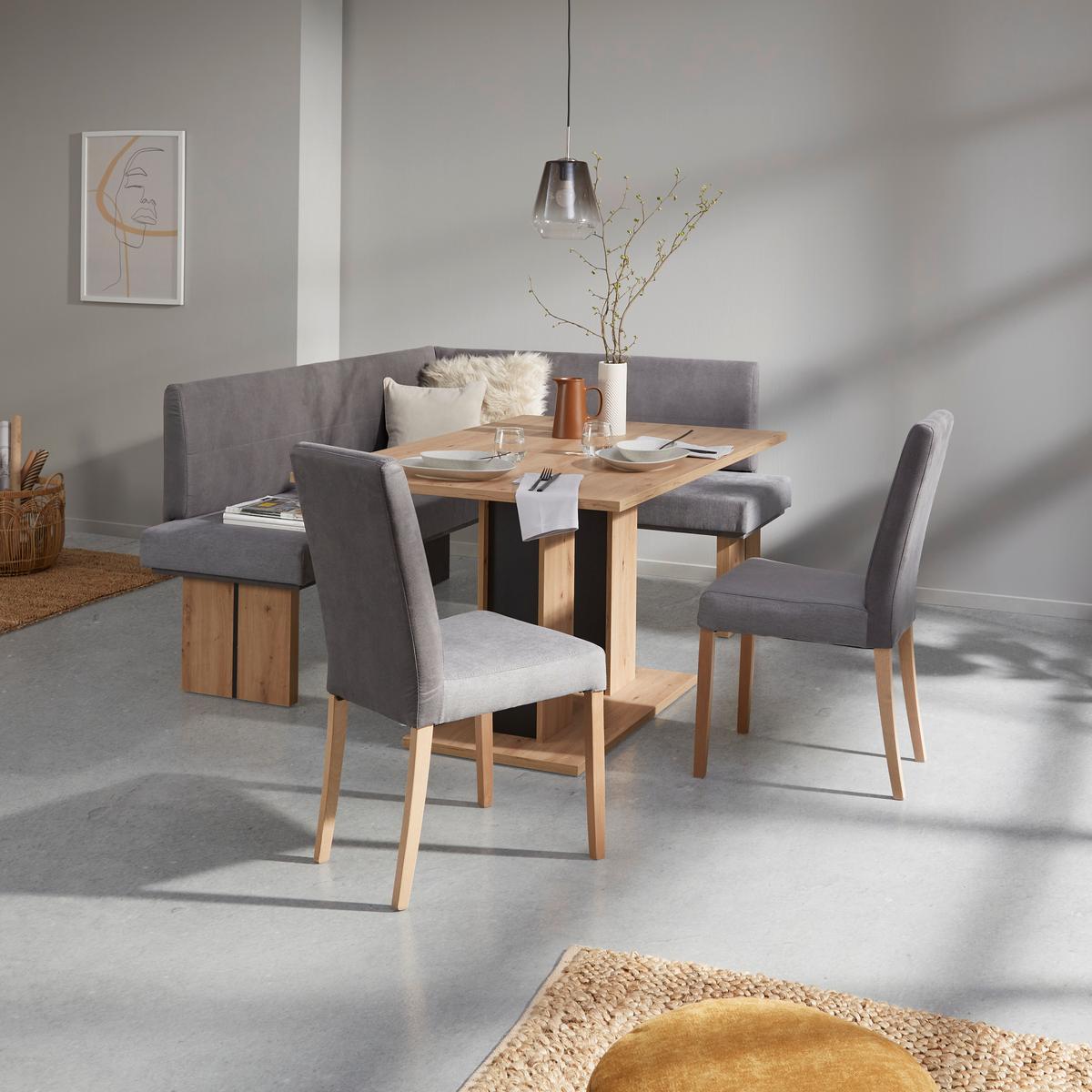 Eckbank Hellgrau/Eiche Dekor Emma 185x150 cm - Eichefarben/Anthrazit, KONVENTIONELL, Holzwerkstoff/Textil (185/150cm)