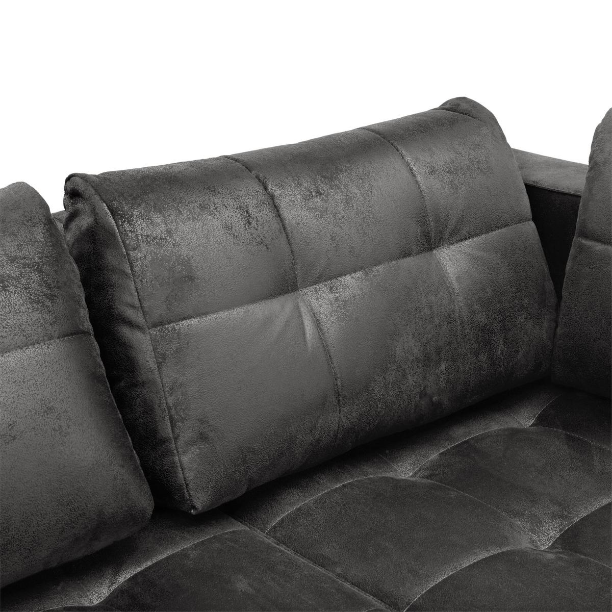 Ecksofa Mit Schlaffunktion + Bettkasten Francesco Grau - Chromfarben/Dunkelgrau, MODERN, Textil (266/167cm) - Livetastic