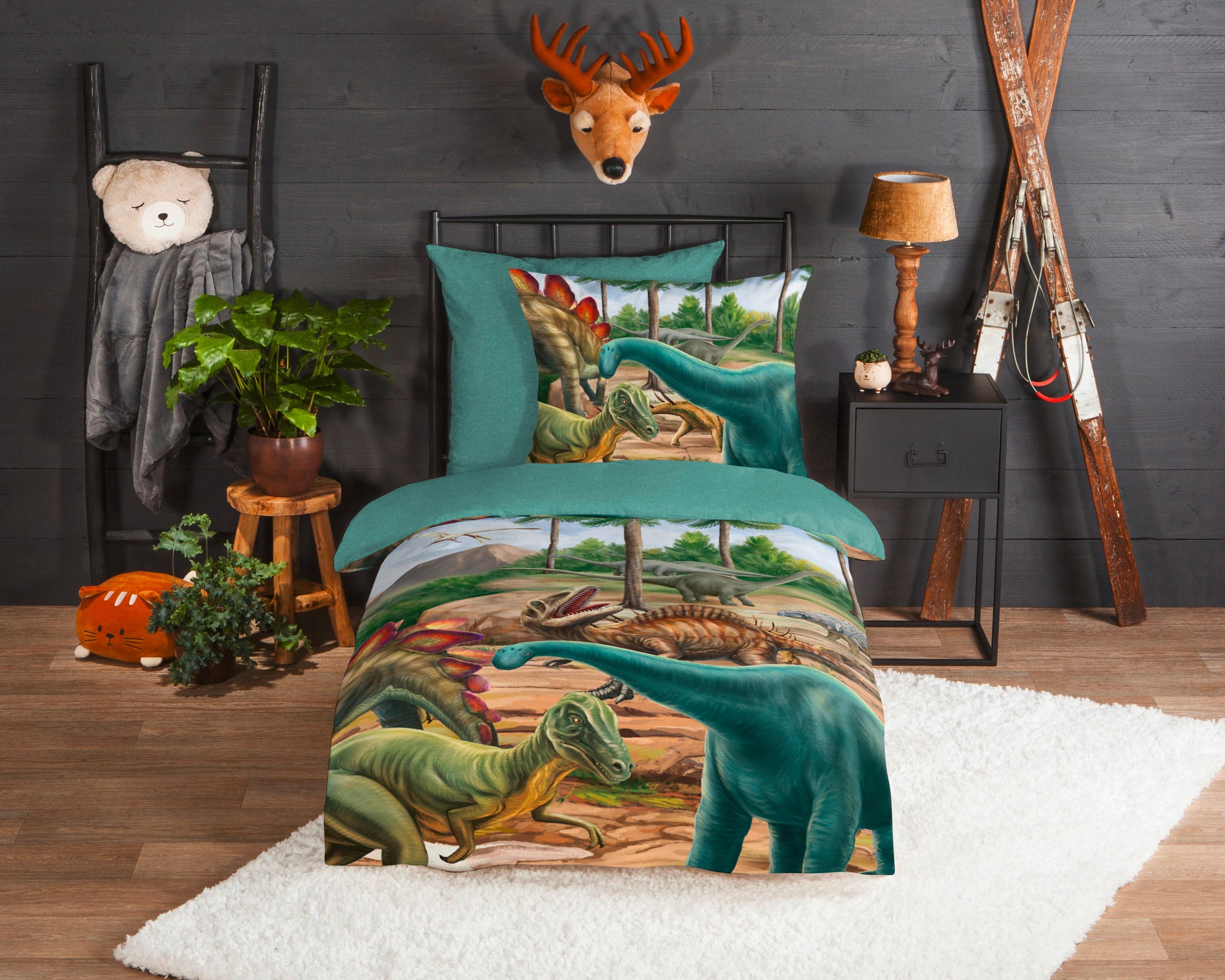 Jugendbettwäsche Prehistory Multicolor 135x200 cm - Multicolor, Design, Textil (135/200cm)