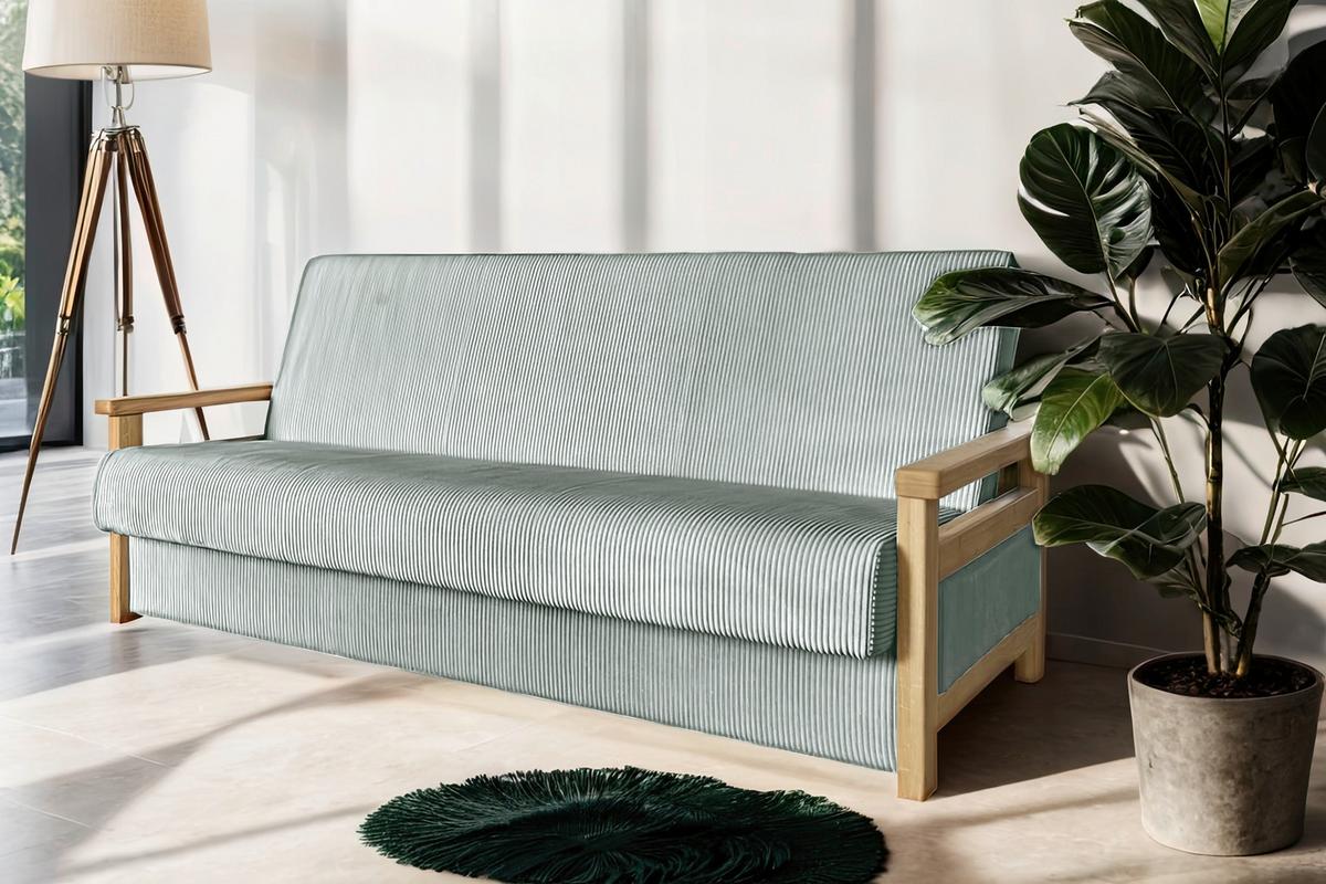 Schlafsofa Malaga Grau B: 220cm - Naturfarben/Grau, Design, Holz/Textil (220/90/90cm) - P & B