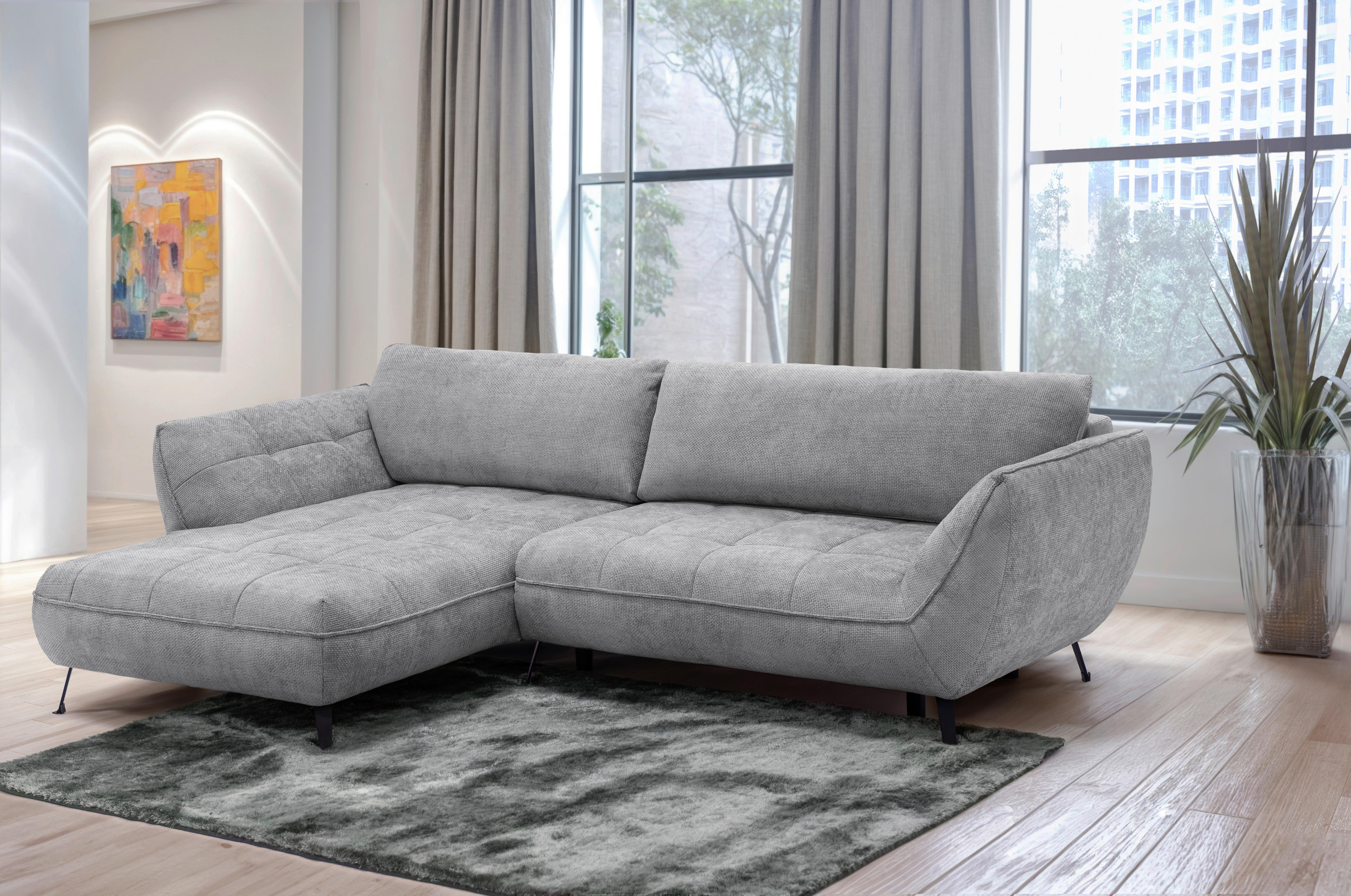 Ecksofa Samoa Grau S: 187x282 cm - Schwarz/Grau, Design, Textil (187/282cm) - Livetastic