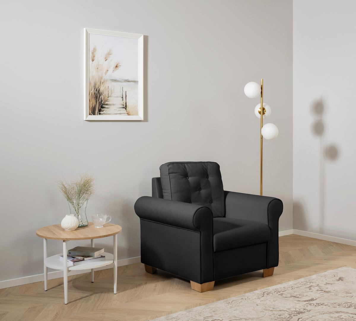 Sessel Arles, Anthrazit 99 B: 93 Cm - Anthrazit/Buchefarben, Design, Textil (93/89/82cm) - MID.YOU