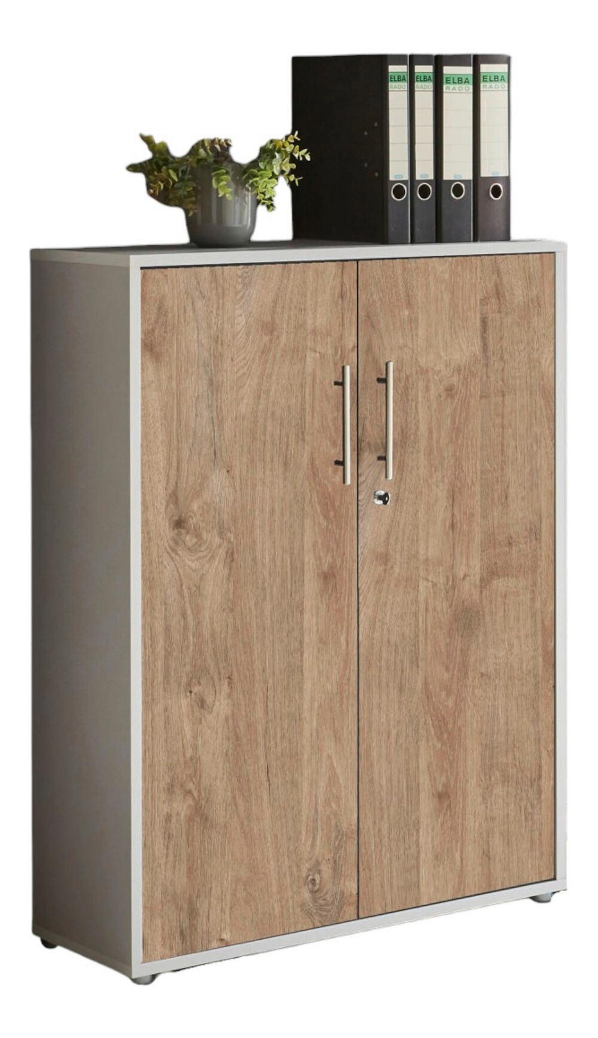 Aktenschrank Office Edition Grau, Eiche Dekor B: 84,4cm - Eichefarben/Grau, MODERN, Holzwerkstoff (84,4/113,6/33cm) - MID.YOU